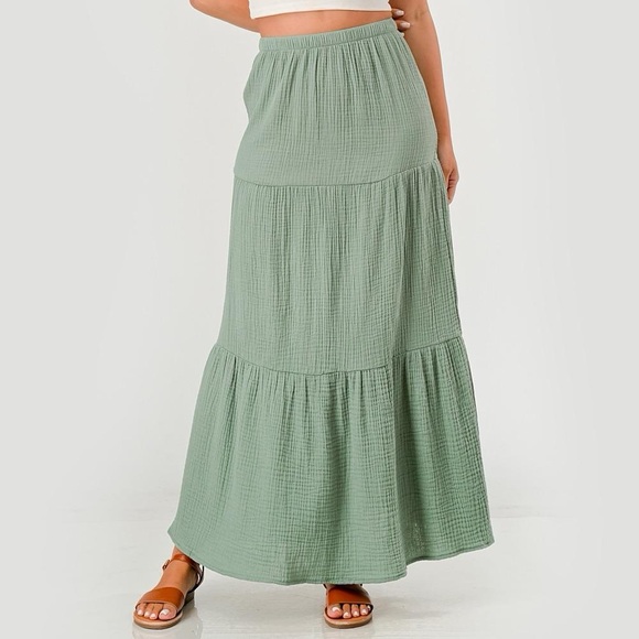 Shosho Sage Green Maxi Skirt - Picture 1 of 5